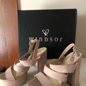 Nude suede heels